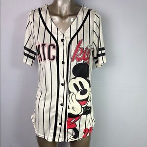Disney Mickey Mouse Striped Button-Up Jersey Shirt